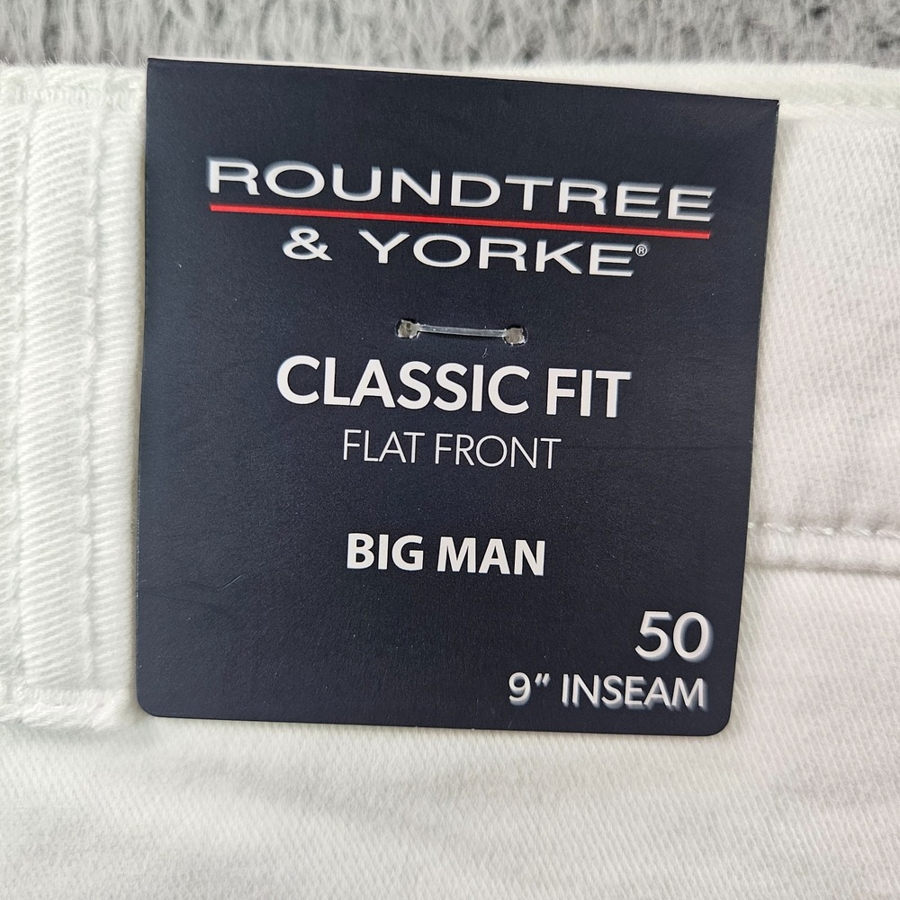 NEW Roundtree & Yorke The Cloud Shorts Men 50 x 9" Stretch Classic Flat White